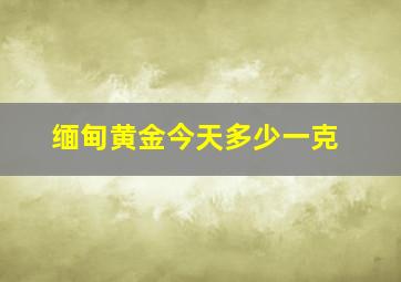 缅甸黄金今天多少一克