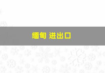 缅甸 进出口