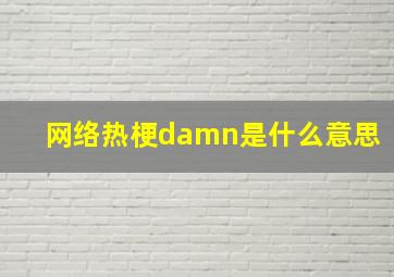 网络热梗damn是什么意思