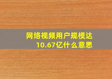 网络视频用户规模达10.67亿什么意思