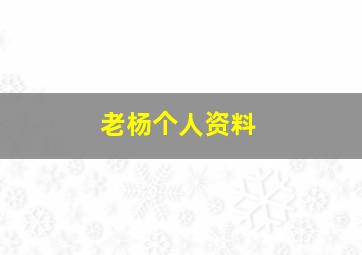 老杨个人资料