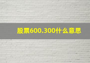 股票600.300什么意思