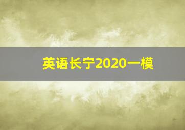 英语长宁2020一模