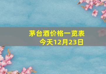 茅台酒价格一览表今天12月23日