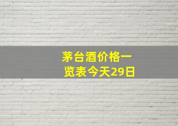 茅台酒价格一览表今天29日