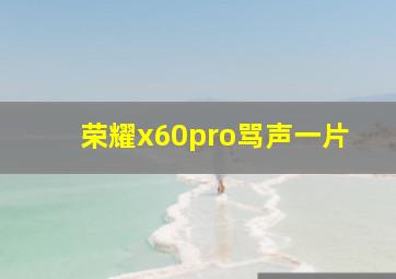 荣耀x60pro骂声一片