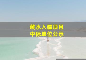 藏水入疆项目中标单位公示