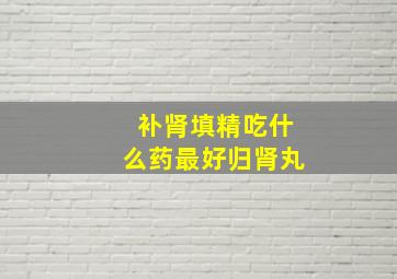 补肾填精吃什么药最好归肾丸