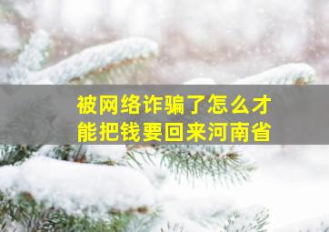 被网络诈骗了怎么才能把钱要回来河南省