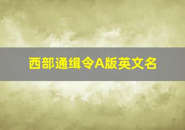 西部通缉令A版英文名