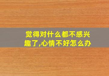 觉得对什么都不感兴趣了,心情不好怎么办