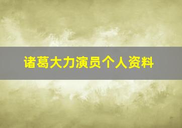 诸葛大力演员个人资料