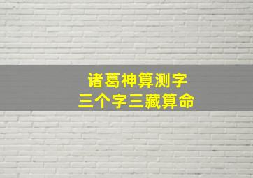 诸葛神算测字三个字三藏算命