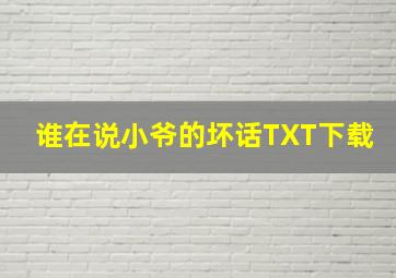 谁在说小爷的坏话TXT下载