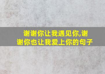 谢谢你让我遇见你,谢谢你也让我爱上你的句子