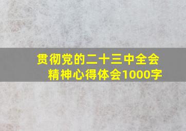 贯彻党的二十三中全会精神心得体会1000字