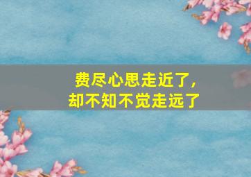 费尽心思走近了,却不知不觉走远了