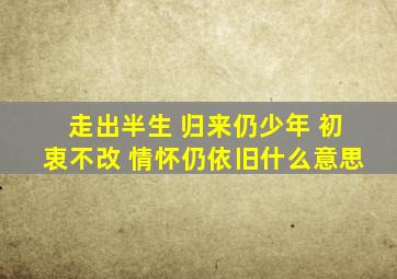 走出半生 归来仍少年 初衷不改 情怀仍依旧什么意思