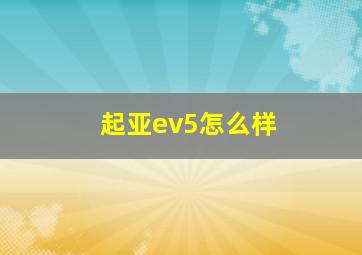 起亚ev5怎么样