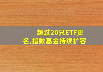 超过20只ETF更名,指数基金持续扩容