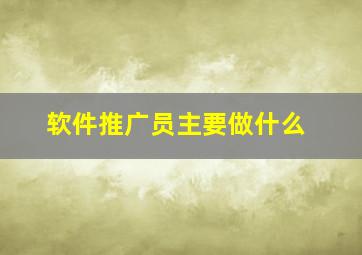 软件推广员主要做什么