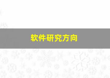 软件研究方向