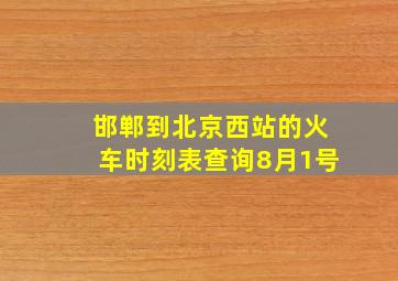 邯郸到北京西站的火车时刻表查询8月1号