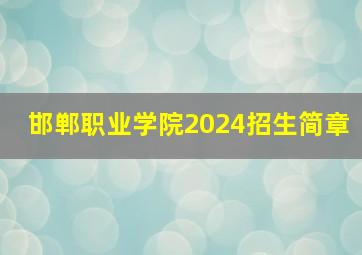 邯郸职业学院2024招生简章