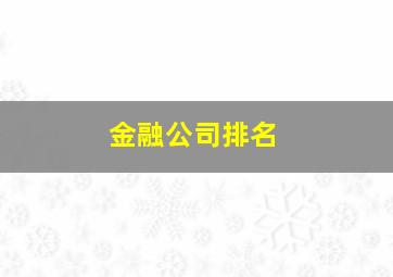 金融公司排名