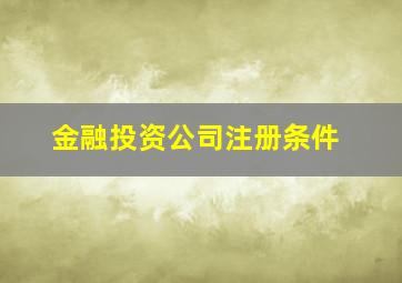 金融投资公司注册条件