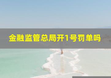 金融监管总局开1号罚单吗