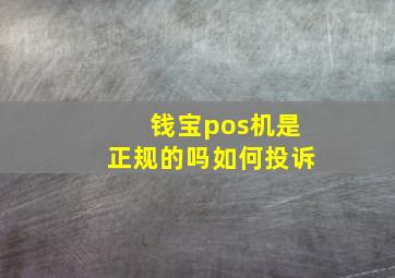 钱宝pos机是正规的吗如何投诉