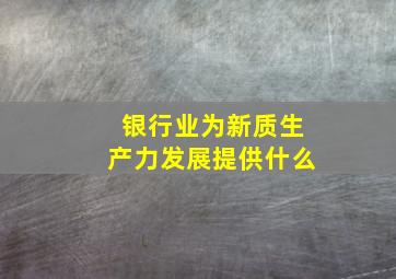 银行业为新质生产力发展提供什么