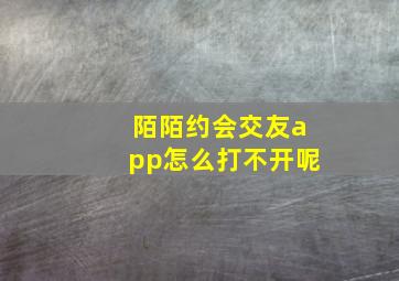 陌陌约会交友app怎么打不开呢