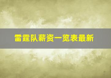 雷霆队薪资一览表最新