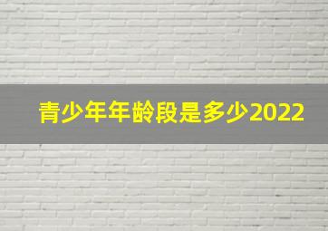 青少年年龄段是多少2022