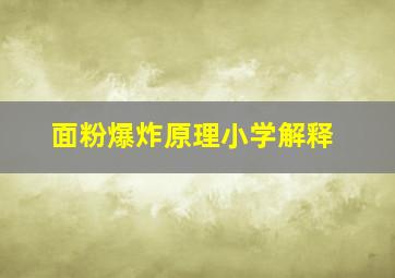 面粉爆炸原理小学解释