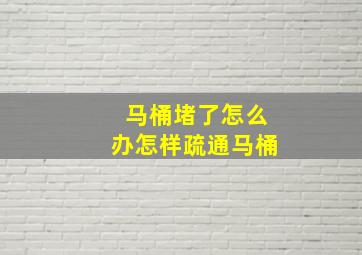 马桶堵了怎么办怎样疏通马桶