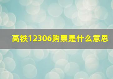 高铁12306购票是什么意思