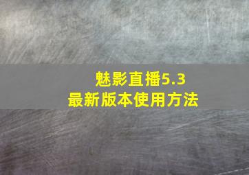 魅影直播5.3最新版本使用方法