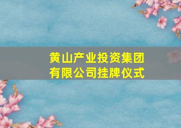 黄山产业投资集团有限公司挂牌仪式