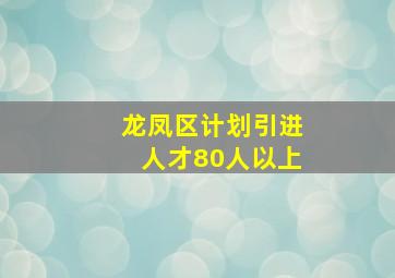 龙凤区计划引进人才80人以上