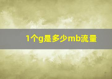 1个g是多少mb流量