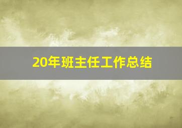 20年班主任工作总结