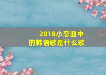 2018小恋曲中的韩语歌是什么歌