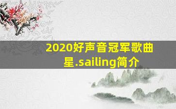 2020好声音冠军歌曲星.sailing简介