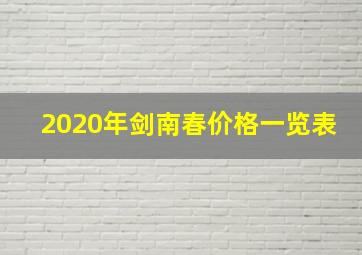 2020年剑南春价格一览表