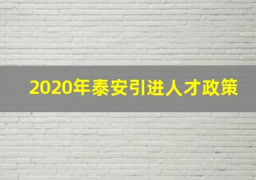 2020年泰安引进人才政策