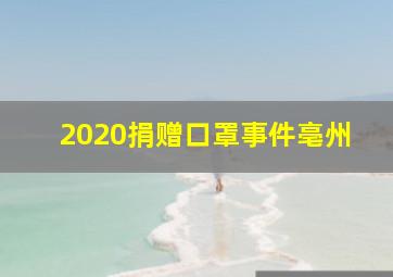 2020捐赠口罩事件亳州