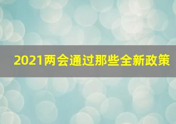 2021两会通过那些全新政策